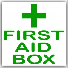 6 x First Aid Box-Green on White,External Self Adhesive Stickers-Medical,Health and Safety Signs 